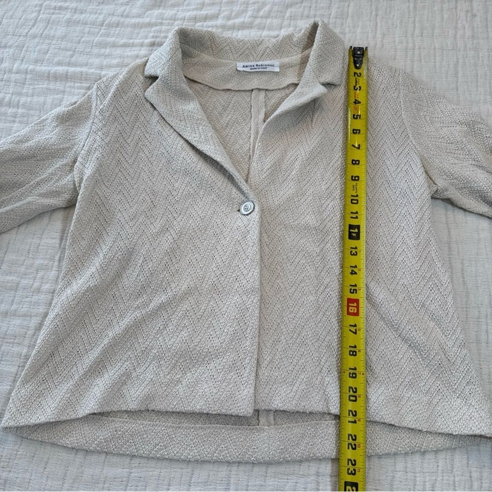Amina Rubinacci Size 46 Cream Linen Cotton Cardigan Sweater Made In Italy - Picture 3 of 7